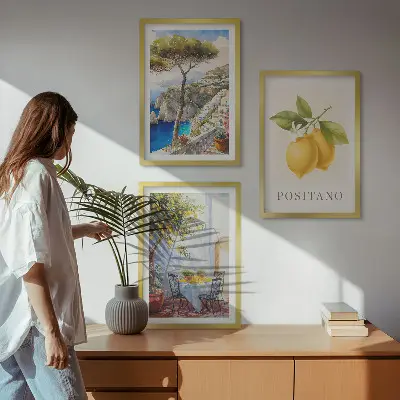 Výhledy na Positano s citrony sada 3 obrazů
