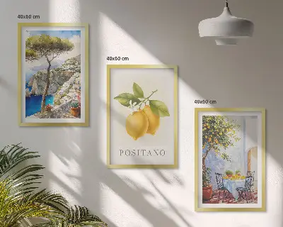 Výhledy na Positano s citrony sada 3 obrazů