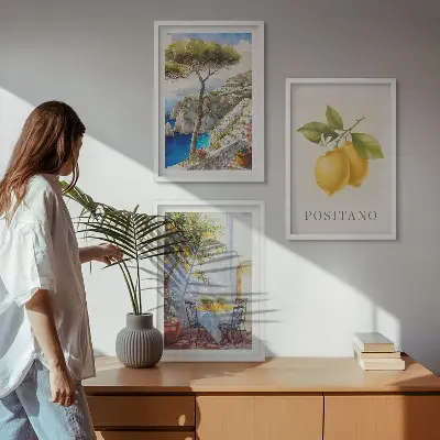Výhledy na Positano s citrony sada 3 obrazů