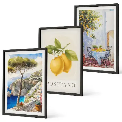 Výhledy na Positano s citrony sada 3 obrazů