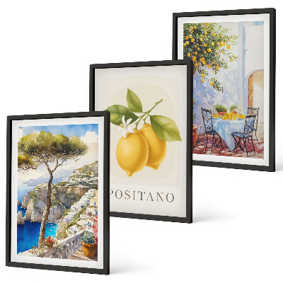Sada 3 obrazů Výhledy na Positano s citrony