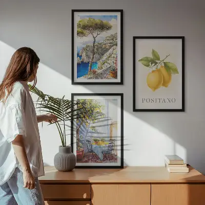 Výhledy na Positano s citrony sada 3 obrazů