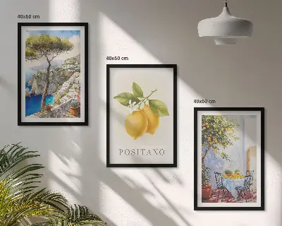 Výhledy na Positano s citrony sada 3 obrazů