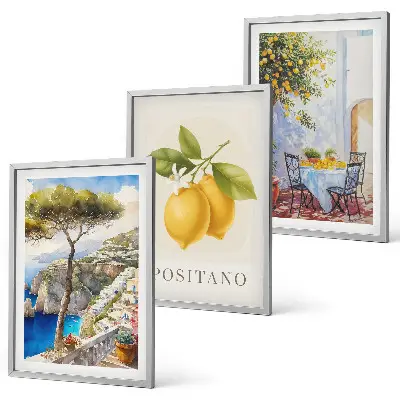 Výhledy na Positano s citrony sada 3 obrazů