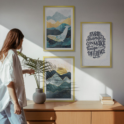 Sada 3 obrazů Inspirace abstraktními horami