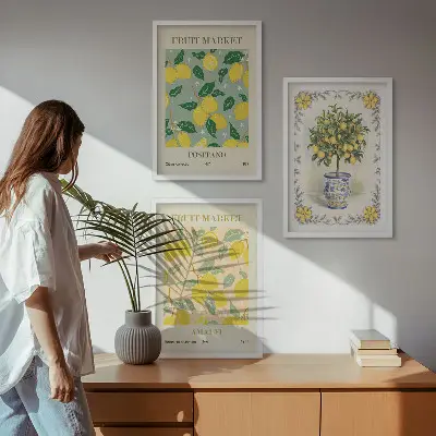 Sada obrazů do obývacího pokoje s motivem italského citrusového ovoce