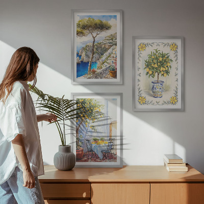 Sada 3 obrazů Výhled na moře citronovníků