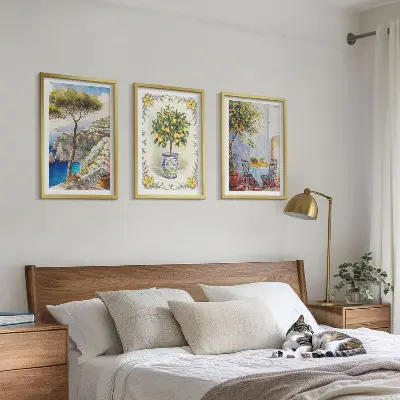 Výhled na moře citronovníků sada 3 obrazů