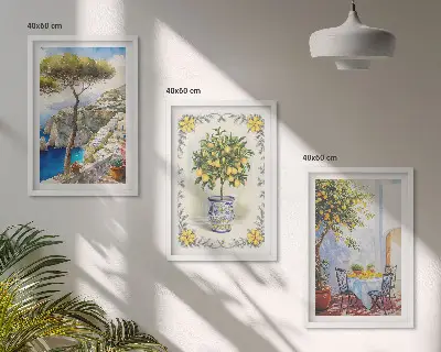 Výhled na moře citronovníků sada 3 obrazů