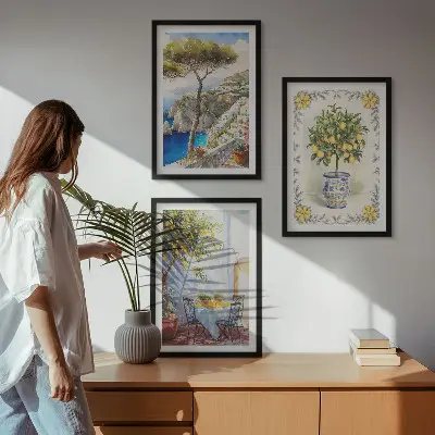 Výhled na moře citronovníků sada 3 obrazů