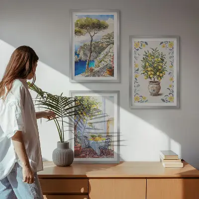Sada 3 obrazů s motivem citroníků u moře