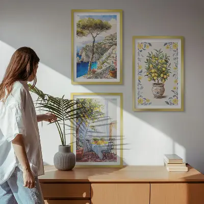 Sada 3 obrazů s motivem citroníků u moře