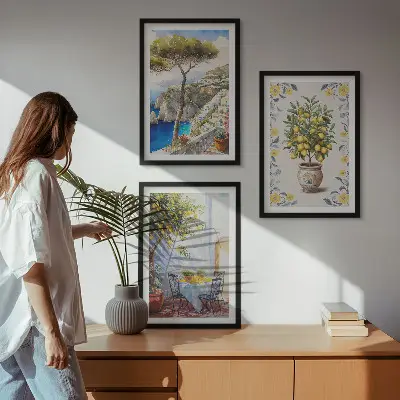 Sada 3 obrazů s motivem citroníků u moře