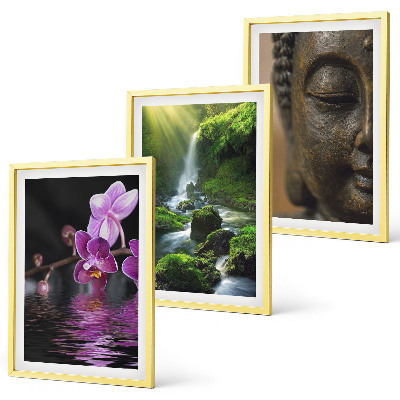 Sada obrazů do obývacího pokoje Květiny vodopád Buddha skála Zen