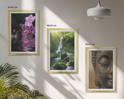 Sada obrazů do obývacího pokoje Květiny vodopád Buddha skála Zen