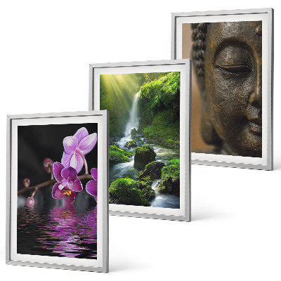 Sada obrazů do obývacího pokoje Květiny vodopád Buddha skála Zen