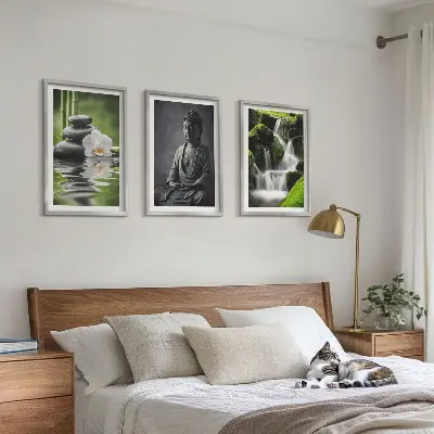 Sada obrazů do obývacího pokoje relaxační zenové malby s vodním motivem