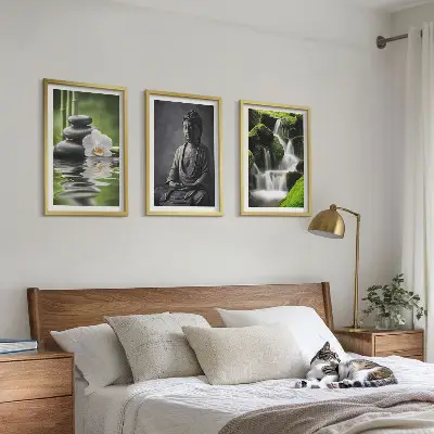 Sada obrazů do obývacího pokoje relaxační zenové malby s vodním motivem