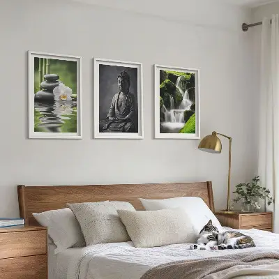 Sada obrazů do obývacího pokoje relaxační zenové malby s vodním motivem