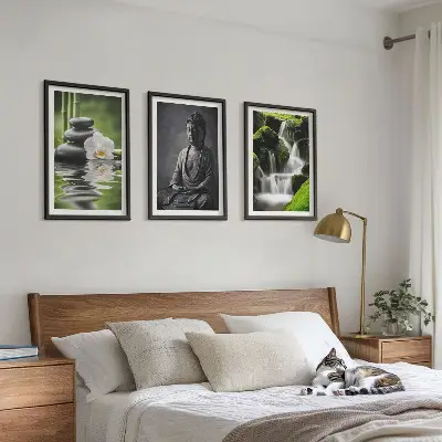 Sada obrazů do obývacího pokoje relaxační zenové malby s vodním motivem