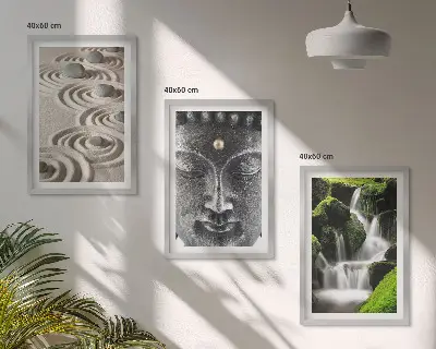 Obrazy Zenový vodopád a Buddha sada 3 kusů s motivem kamenů