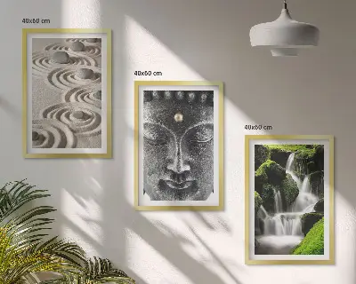 Obrazy Zenový vodopád a Buddha sada 3 kusů s motivem kamenů