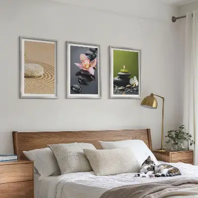 Sada obrazů do obývacího pokoje s relaxačními motivy zenových kamenů