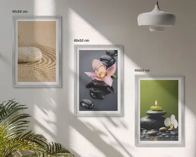 Sada obrazů do obývacího pokoje s relaxačními motivy zenových kamenů
