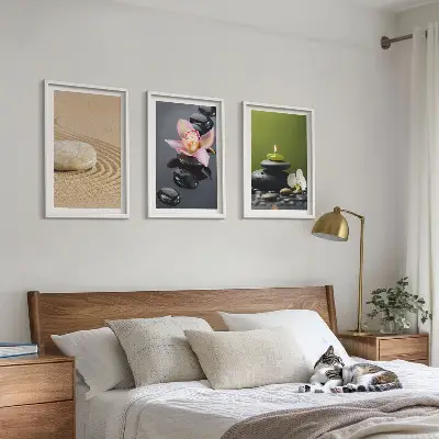 Sada obrazů do obývacího pokoje s relaxačními motivy zenových kamenů