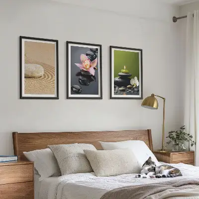 Sada obrazů do obývacího pokoje s relaxačními motivy zenových kamenů