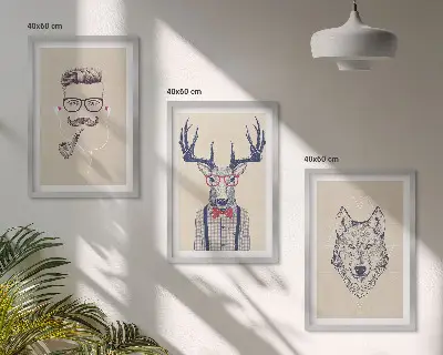 Stylové portréty zvířat sada 3 obrazů