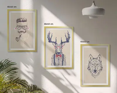 Stylové portréty zvířat sada 3 obrazů