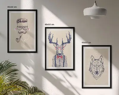 Stylové portréty zvířat sada 3 obrazů