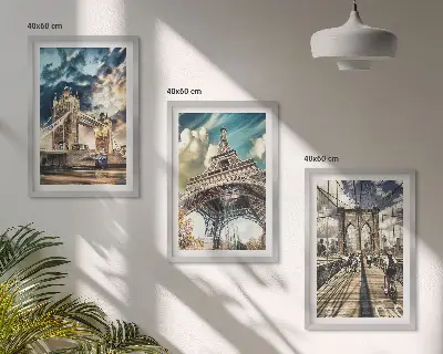 Sada obrazů do obývacího pokoje s motivem mostů, věží a evropských měst