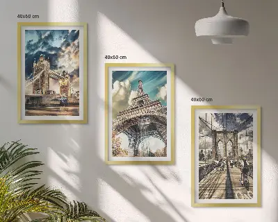Sada obrazů do obývacího pokoje s motivem mostů, věží a evropských měst