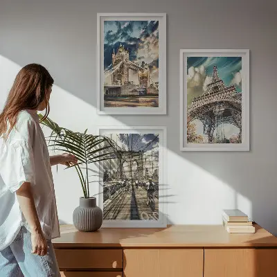 Sada obrazů do obývacího pokoje s motivem mostů, věží a evropských měst
