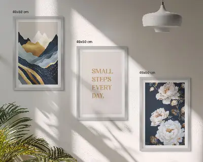 Kompozice obrazů na stěnu abstraktní motivy hor a květin pro inspiraci