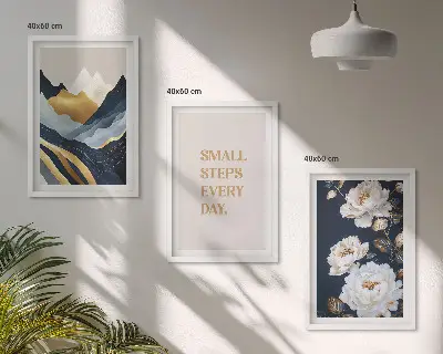 Kompozice obrazů na stěnu abstraktní motivy hor a květin pro inspiraci