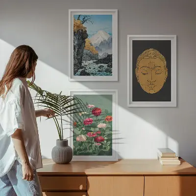 Sada 3 obrazů s motivem japonské přírody a kultury