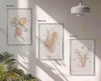 Pastelové kresby rostlin sada 3 obrazů