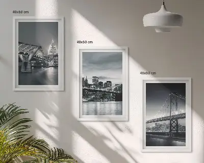 Kompozice obrazů na stěnu mosty s městskou architekturou v šedých odstínech