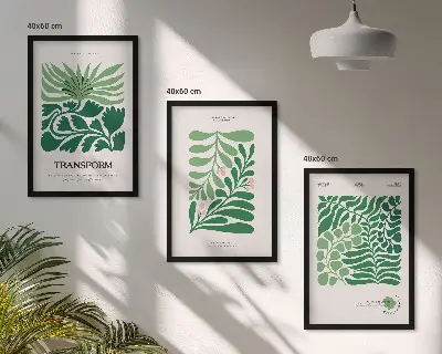 Sada 3 obrazů tvary rostlin se zelenými listy