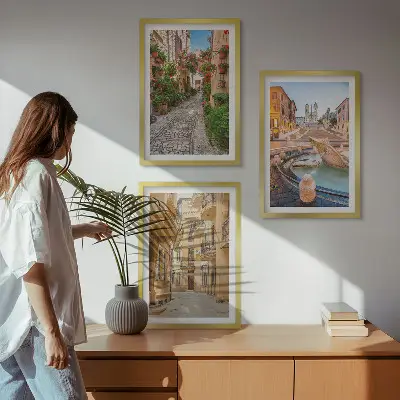 Vícedílný obraz na stěnu okouzlující fontána v uličkách