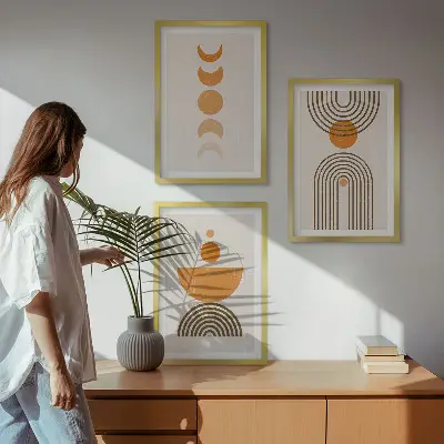 Kompozice obrazů na stěnu boho minimalistické dekorace