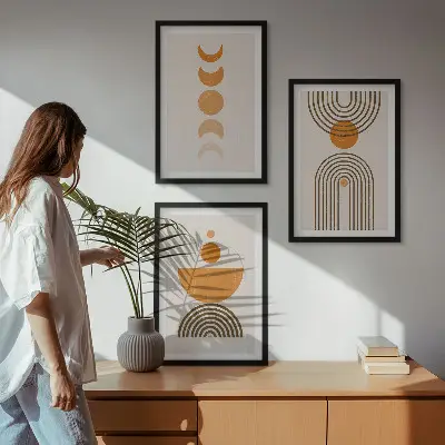 Kompozice obrazů na stěnu boho minimalistické dekorace