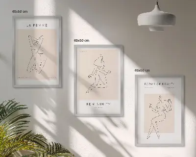 Sada obrazů do obývacího pokoje minimalistické ženské siluety