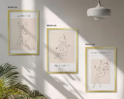 Sada obrazů do obývacího pokoje minimalistické ženské siluety