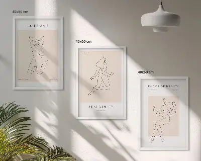 Sada obrazů do obývacího pokoje minimalistické ženské siluety