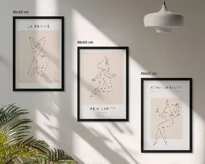 Sada obrazů do obývacího pokoje minimalistické ženské siluety