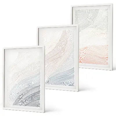 Abstraktní vlny z kartonu pastel sada 3 obrazů
